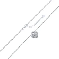 Колье с подвесом "Клевер" из серебра с фианитами якорное плетение - 2192884