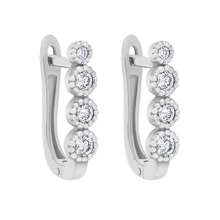 Сережки з білого золота з доріжкою діамантів. Артикул 2110119202: ціна, відгуки, фото – купити в інтернет-магазині AURUM