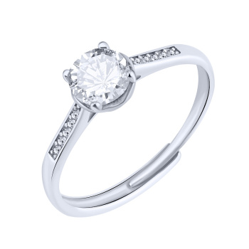 Серебряное регулируемое кольцо с дорожкой из фианитов - 1960294