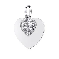 Подвес серебряный с фианитами "Сердечки" - 1524593