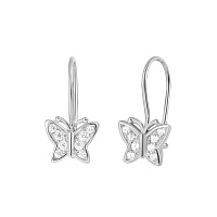Серебряные серьги-петли с цирконием Бабочка. Артикул 7502/С2Ф/2000: цена, отзывы, фото – купить в интернет-магазине AURUM