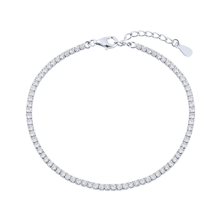 Срібний тенісний браслет з фіанітами - 2166988
