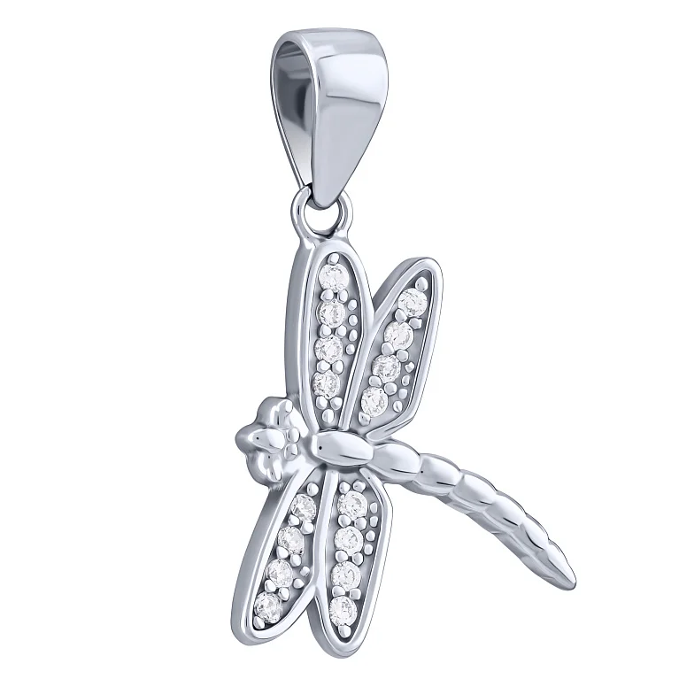 Серебряный подвес "Стрекоза" с фианитами - 2070541