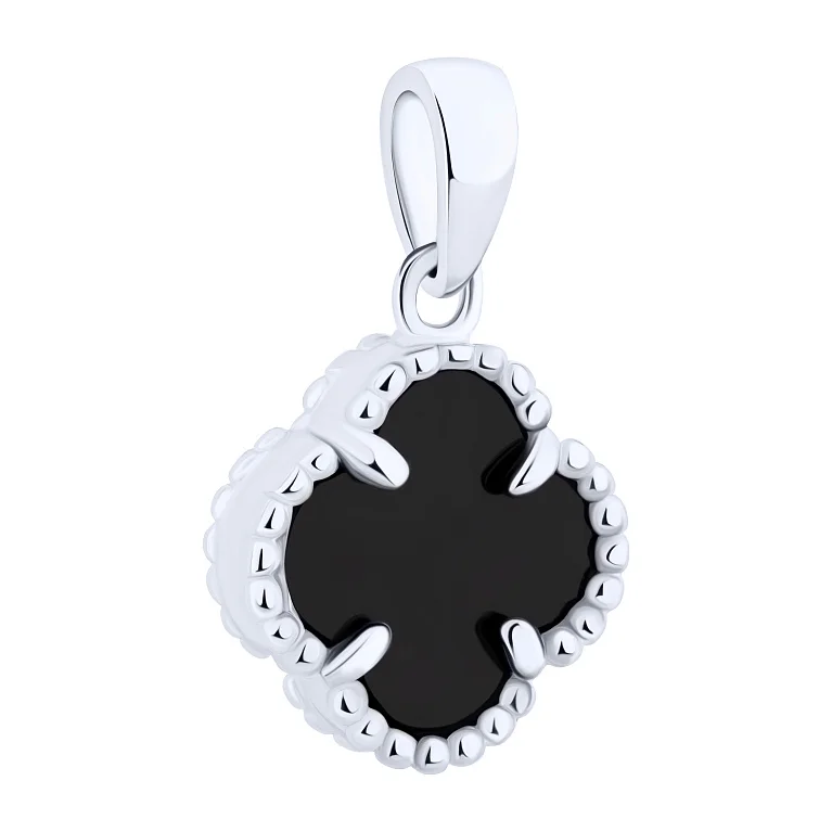 Підвіс "Конюшина" зі срібла з оніксом - 2194712