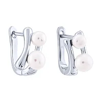 Срібні сережки "Геометрія фігур" з перлами - 2095817