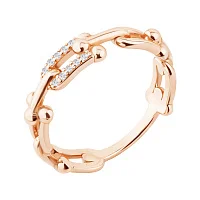 Каблучка з червоного золота "Ланки" з фіанітами - 1976476