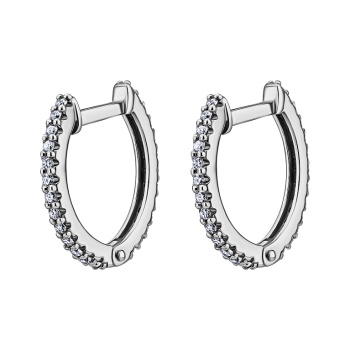 Серьги-кольца с бриллиантами из белого золота - 1853477
