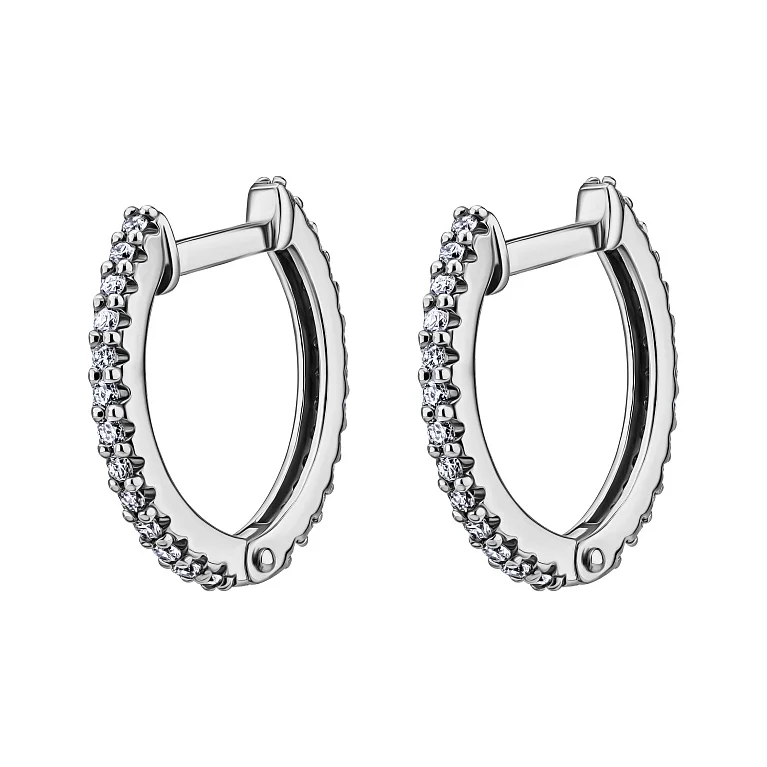 Серьги-кольца с бриллиантами из белого золота - 1853477