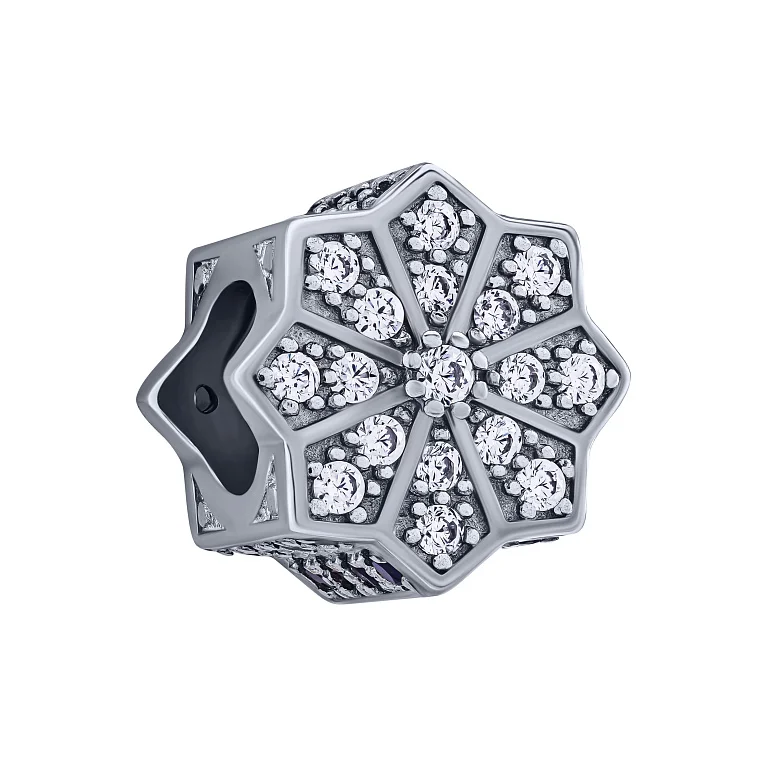 Серебряный шарм "Снежинка" с фианитами - 2082351