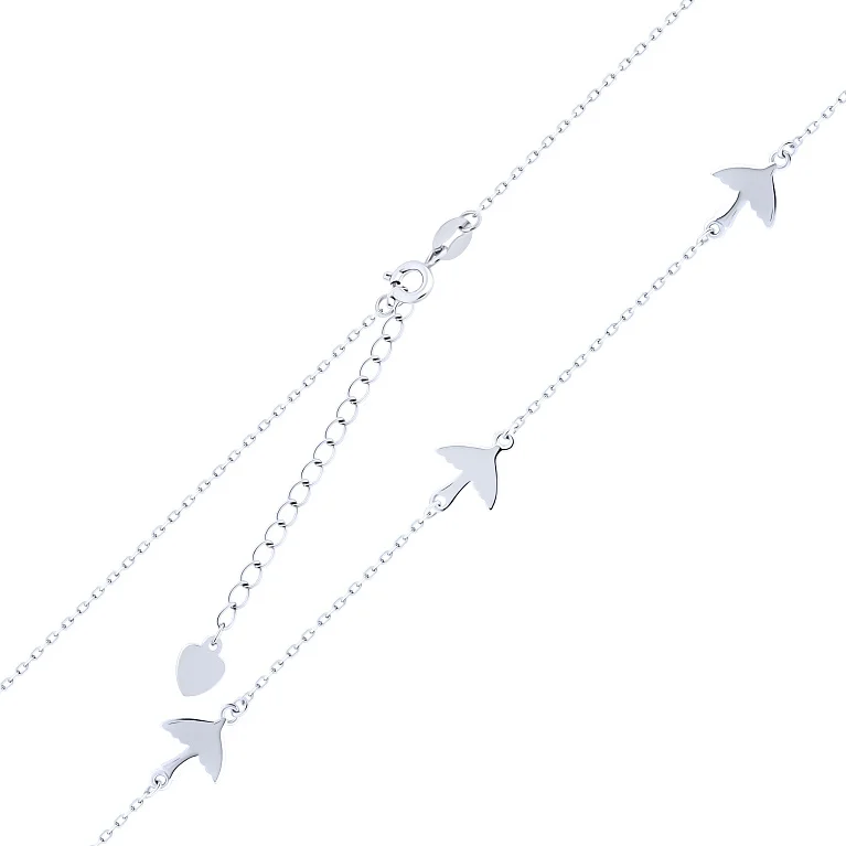 Колье "Птицы" с подвесами из серебра в якорном плетение - 2122470