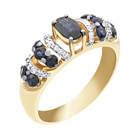 Кольцо золотое с бриллиантами и сапфирами. Артикул К1883с: цена, отзывы, фото – купить в интернет-магазине AURUM