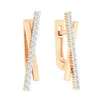 Серьги из красного золота с фианитами - 1513326
