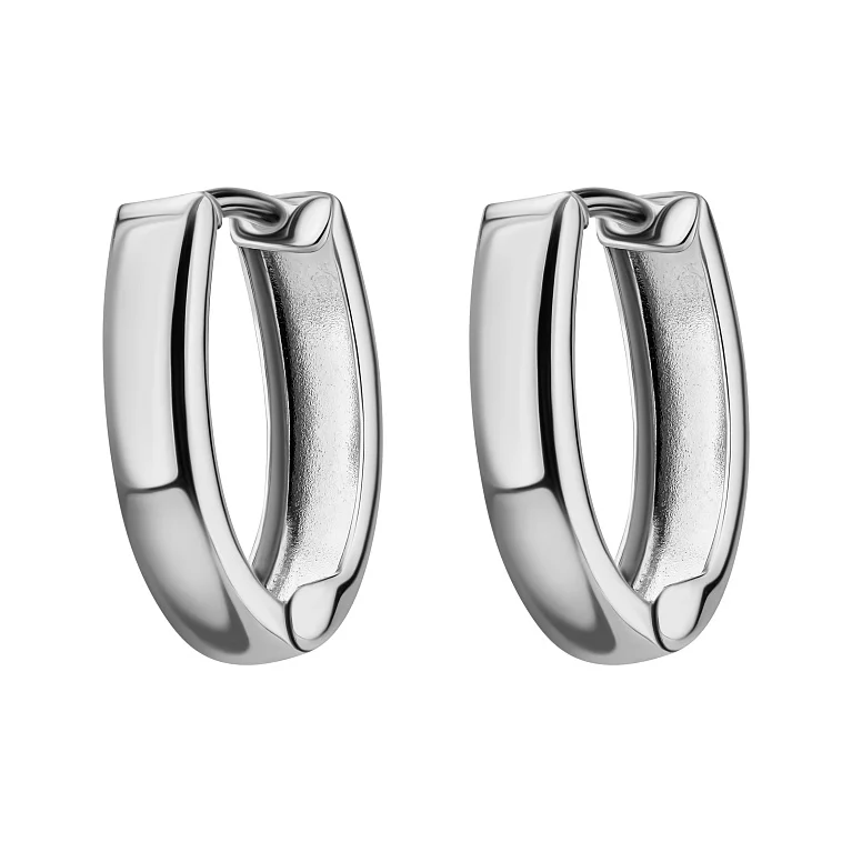 Сережки-кольца из белого золота в стиле минимализм - 1856215