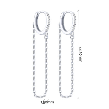 Сережки-кольца из серебра с подвесом и фианитами  - 2257766