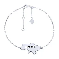 Серебряный браслет "Home" с чернением плетение якорное - 1715685