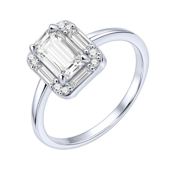Серебряное кольцо "Геометрия" с фианитами - 2279876