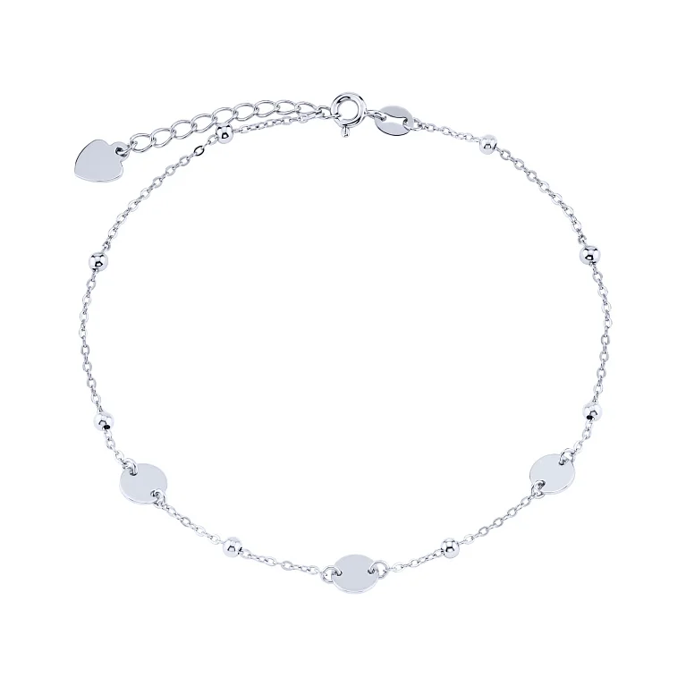 Браслет срібний з кульками з якірним плетінням - 896671