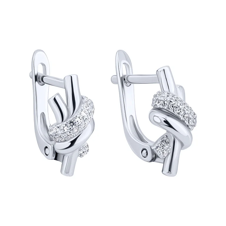 Сережки зі срібла з фіанітами - 2172704