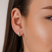 Сережки с фианитами в красном золоте - 968225