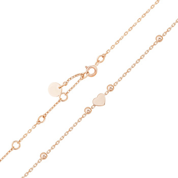 Браслет з якірним плетінням "Серце" в червоному золоті - 2147070
