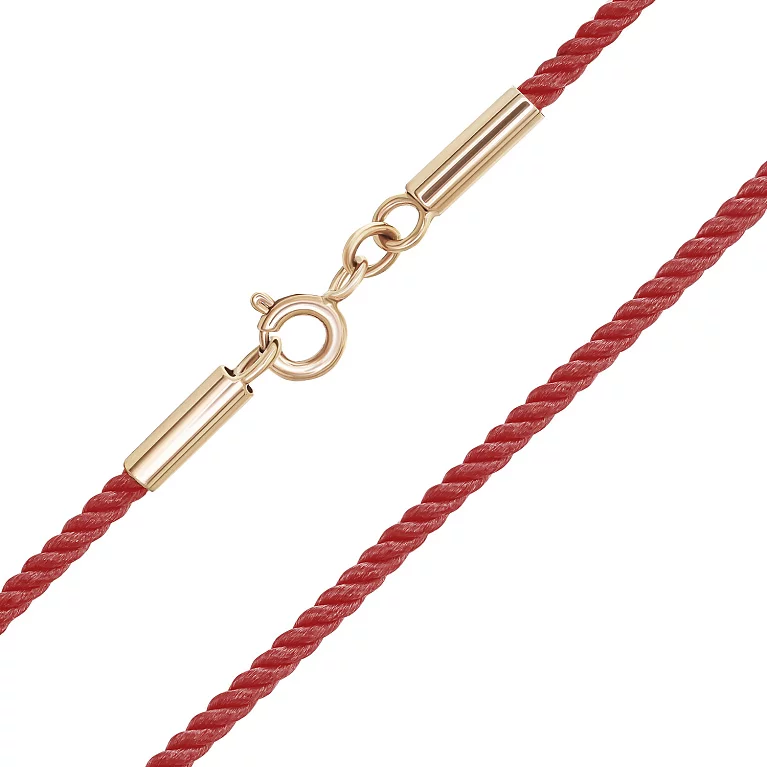 Червоний шовковий шнурок із золотою застібкою. Артикул 400001/1: ціна, відгуки, фото – купити в інтернет-магазині AURUM