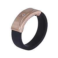 Каучуковий перстень з золотою вставкой и цирконієм. Артикул 900621: ціна, відгуки, фото – купити в інтернет-магазині AURUM
