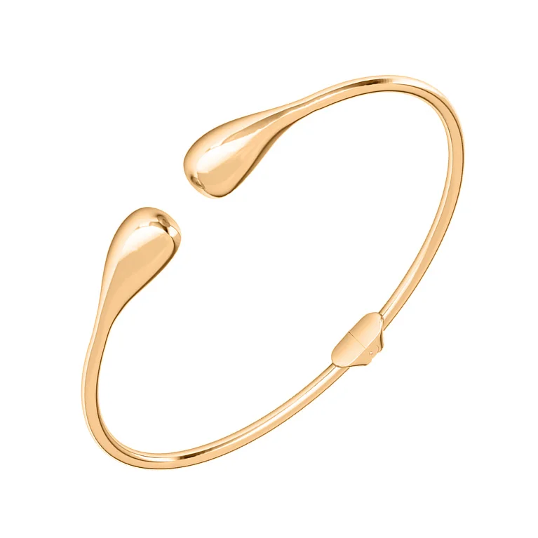 Жорсткий незамкнутий браслет "Крапля" у червоному золоті - 2162793