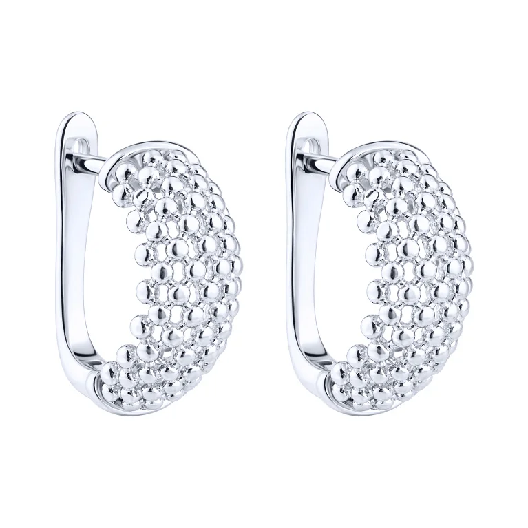 Срібні сережки "Кульки попкорн" - 2159696