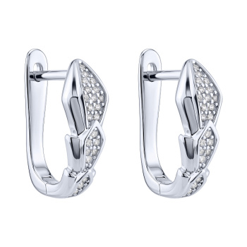 Серьги "Змея" из серебра с фианитами - 2273613