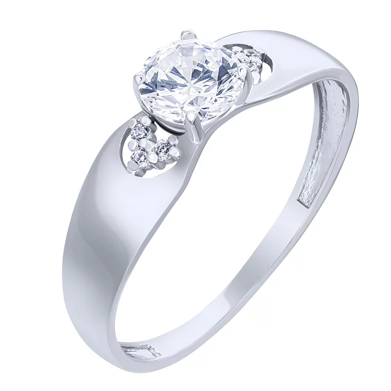 Кольцо для помолвки в белом золоте с фианитами. Артикул 123511: цена, отзывы, фото – купить в интернет-магазине AURUM