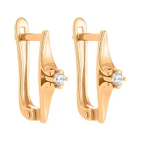 Сережки из красного золота с фианитом - 966390
