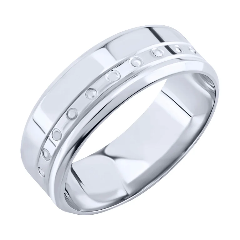 Серебряное обручальное кольцо с односторонним узором - 2092547