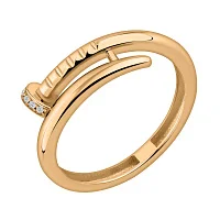 Кольцо из красного золота "Гвоздь" с фианитами - 2182750