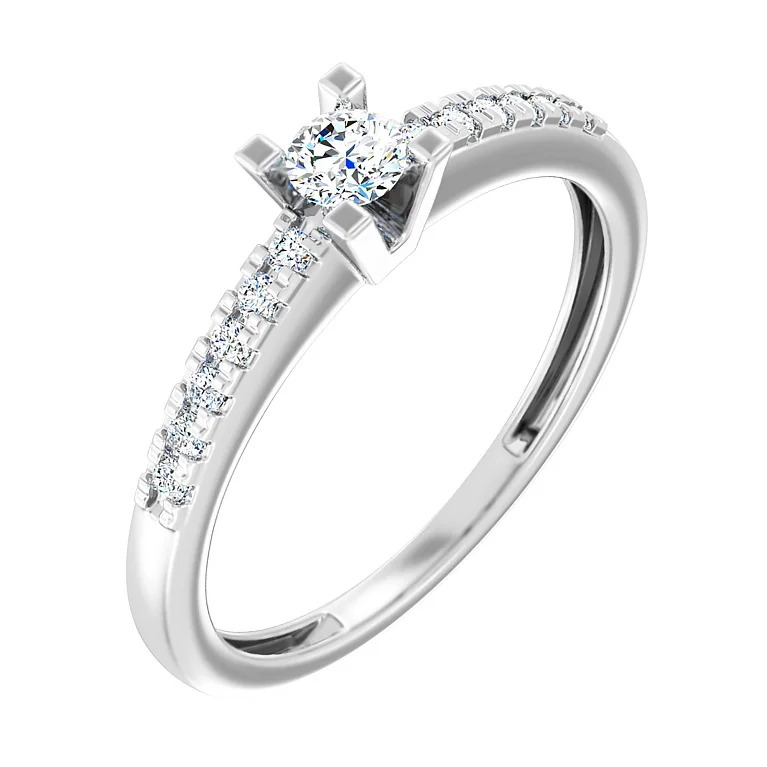 Каблучка із білого золота з діамантами - 2120606