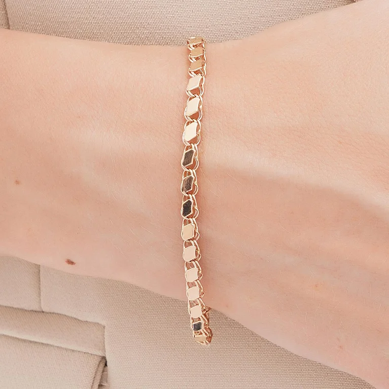 Браслет з червоного золота в плетінні бісмарк - 2127746