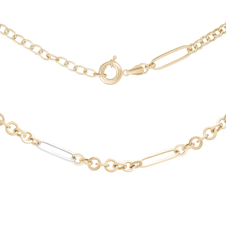 Ланцюг плетіння якір та шопард з комбінованого золота - 1657721