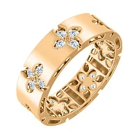 Кольцо "Цветы" из красного золота с фианитами - 2134297