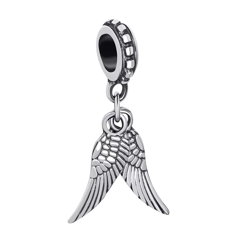Шарм "Крилья" зі срібла . Артикул 7903/928-ч: ціна, відгуки, фото – купити в інтернет-магазині AURUM