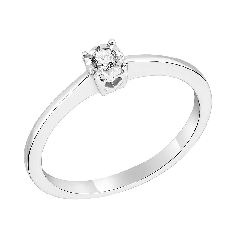 Золотое кольцо с бриллиантом и алмазной гранью . Артикул К341093010б: цена, отзывы, фото – купить в интернет-магазине AURUM