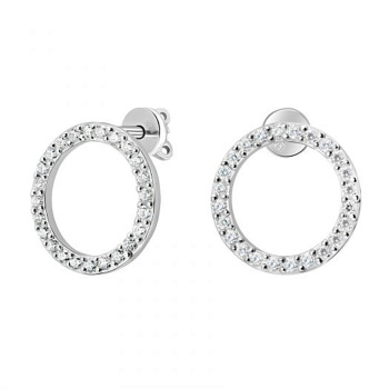 Сережки-гвоздики из серебра "Кольцо" с фианитами - 972029