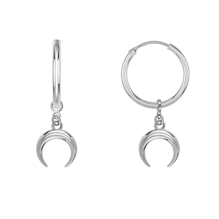 Сережки-кільця зі срібла з підвіскою "Місяць". Артикул 7502/2086567: ціна, відгуки, фото – купити в інтернет-магазині AURUM