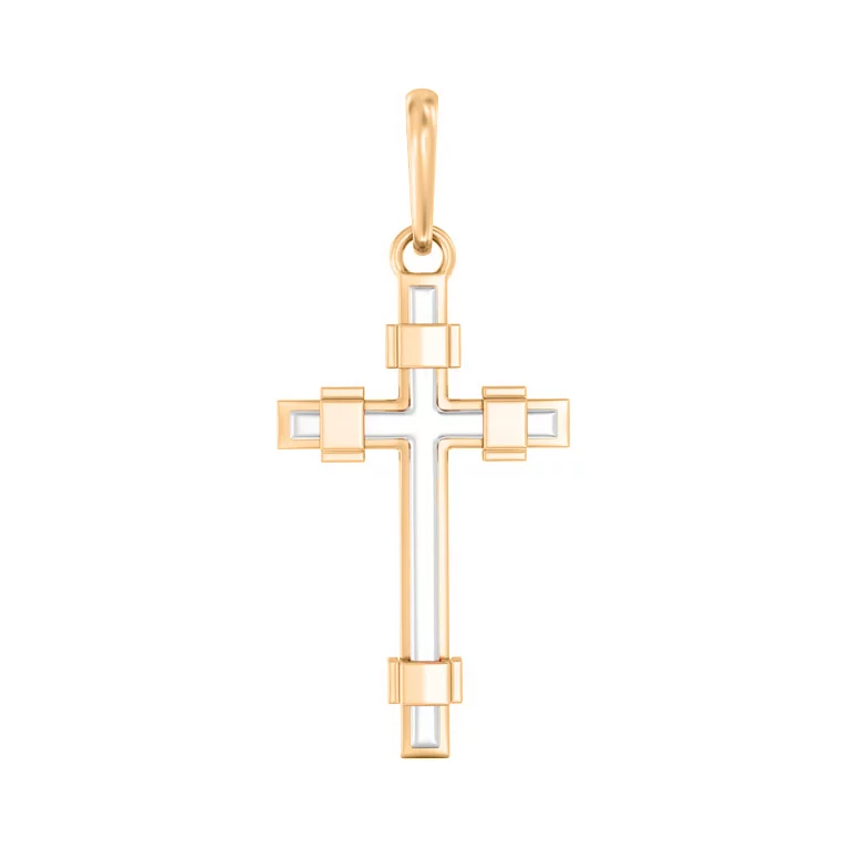 Хрест з червоного і білого золота. Артикул 440926кб: ціна, відгуки, фото – купити в інтернет-магазині AURUM