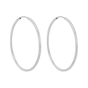 Сережки-кільця з білого золота з алмазною гранню  - 2254758