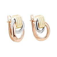 Серьги из комбинированного золота "Тринити" - 2054889