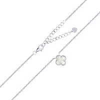 Срібне кольє з підвісом та перламутром "Конюшина" якірне плетіння - 2057391