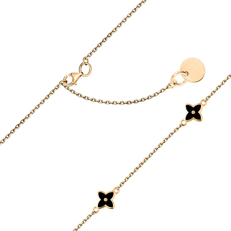 Кольє з підвісами "Квітка" з червоного золота з емаллю - 2127688