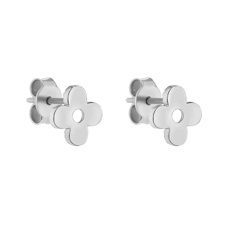 Сережки-гвоздики з білого золота "Квітка" . Артикул 107833б: ціна, відгуки, фото – купити в інтернет-магазині AURUM