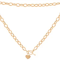 Колье из красного золота с подвесом "Сердце" в якорном плетении - 1071378