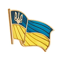 Золотий значок "Прапор України" з синьо-жовтою емаллю  - 1516600