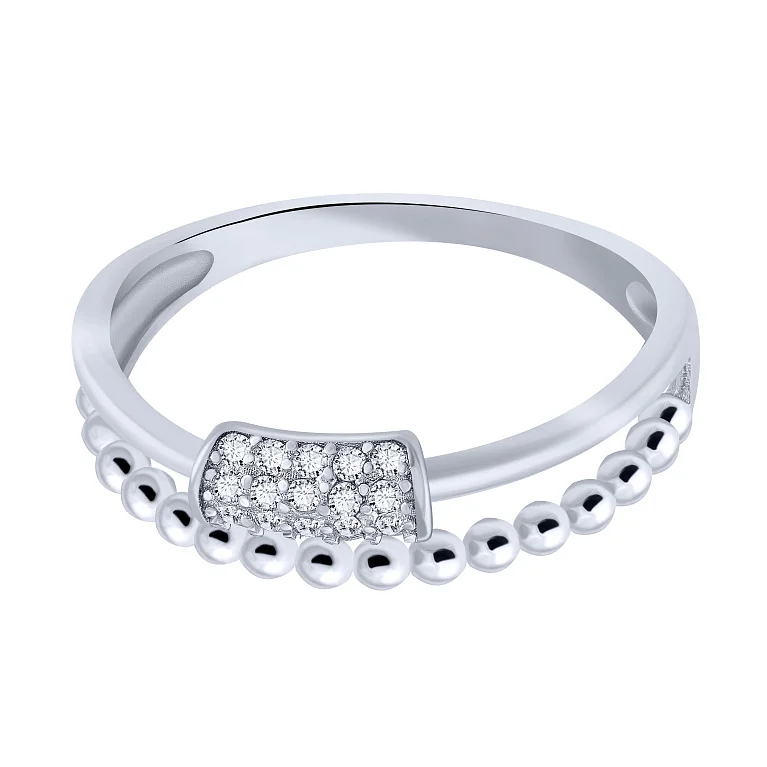 Серебряное кольцо "Шары" с фианитами - 1960034